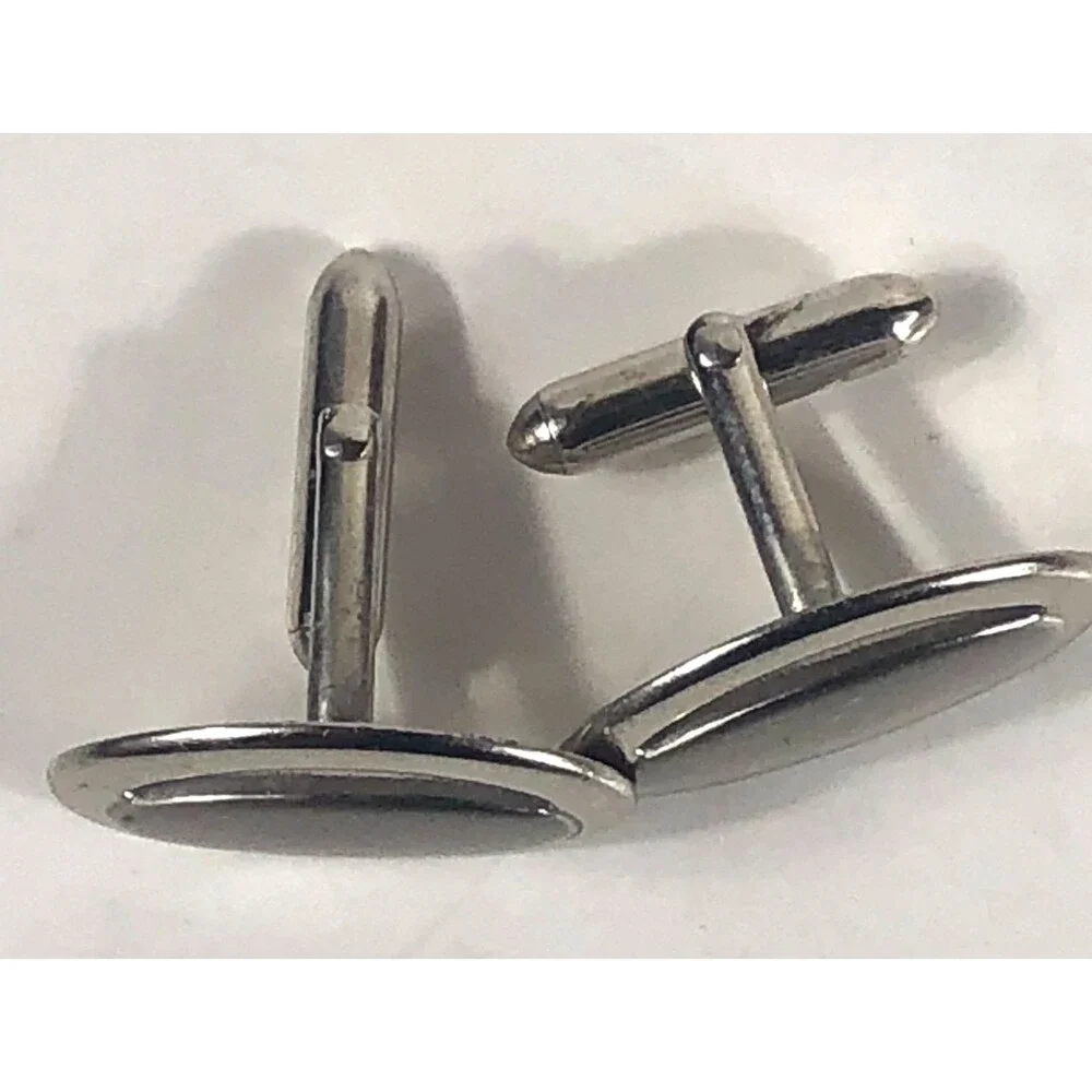 Vintage SWANK Error Cufflinks Silver Tone Oval .75 x 1 Novelty 